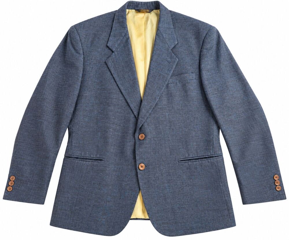 Yves Saint Laurent Men’s Navy Blue 2 Button Linen Blazer Size 44R